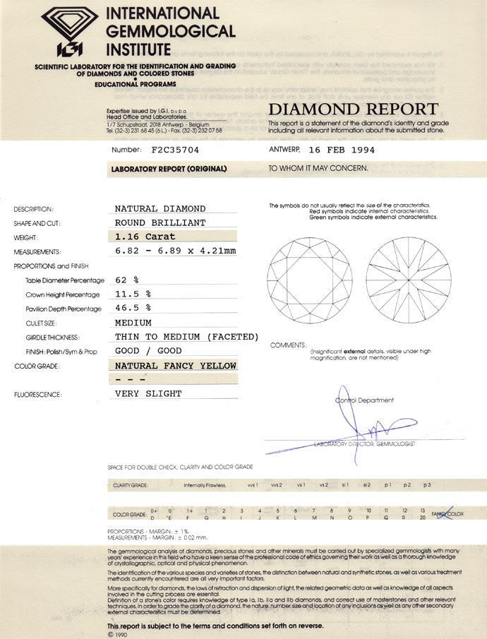 Foto 9 - Diamant 1,16 Brillant Natural Fancy Yellow Zitrone IGI, D6678
