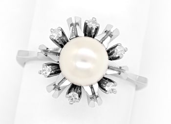 Foto 1 - Diamantring mit schimmernder Perle 14K Weißgold, Q1508