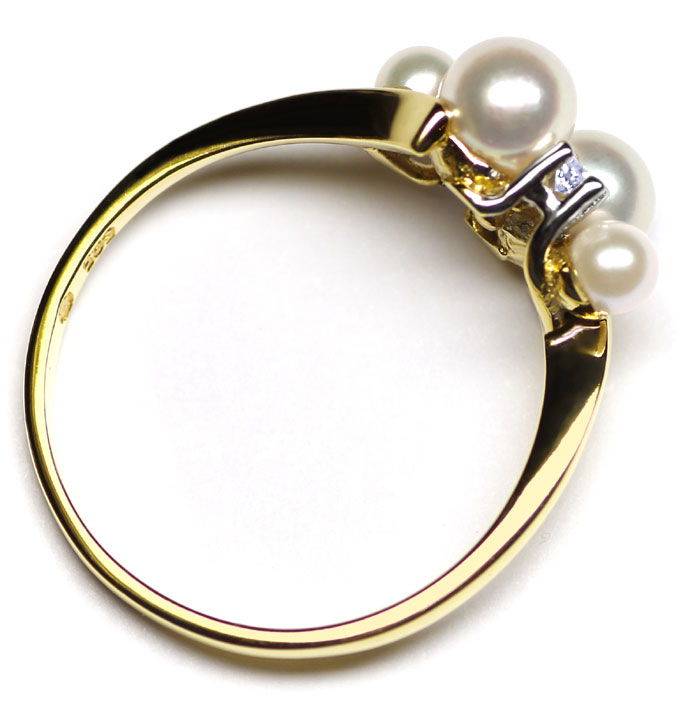 Foto 3 - Akoyazuchtperlen Ring mit 0,06ct Brillanten in 14K Gold, R8502