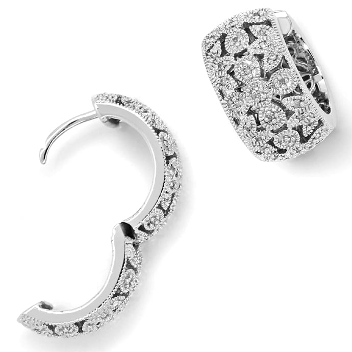 Foto 3 - Schmuckset Ring und Creolen mit 100 Diamanten in Silber, R9834