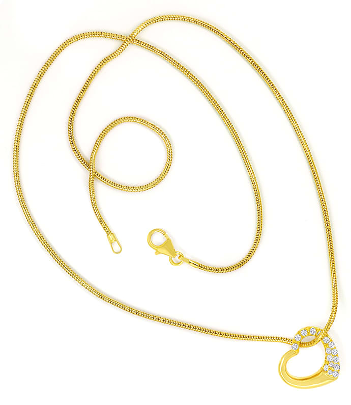 Foto 4 - Goldkette mit Christ Herz halbseitig Diamanten Gelbgold, S1941