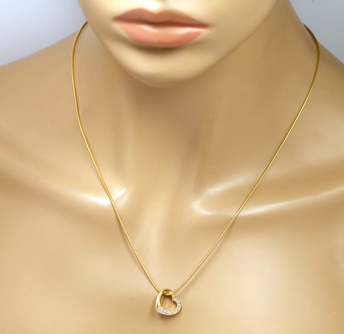 Foto 5 - Goldkette mit Christ Herz halbseitig Diamanten Gelbgold, S1941