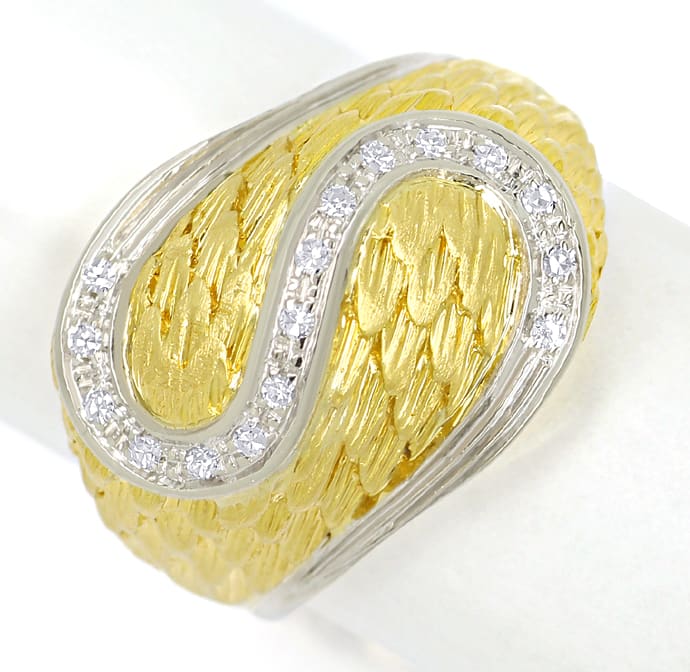 Foto 2 - Design Feder Bandring mit 16 Diamanten in 18K Gold, S2073
