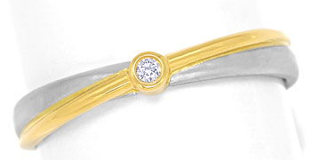 Foto 1 - Edler Platin-Gold-Ring mit 0,02ct lupenreinem Brillant, S9812