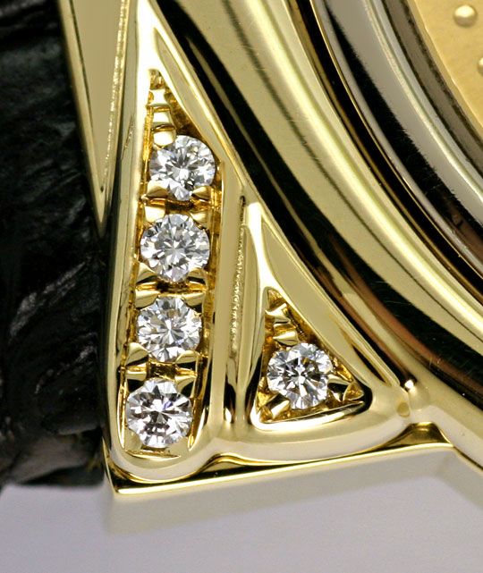 Foto 4 - Junghans Mega Diamanten Funk Armbanduhr massiv Gelbgold, U2214